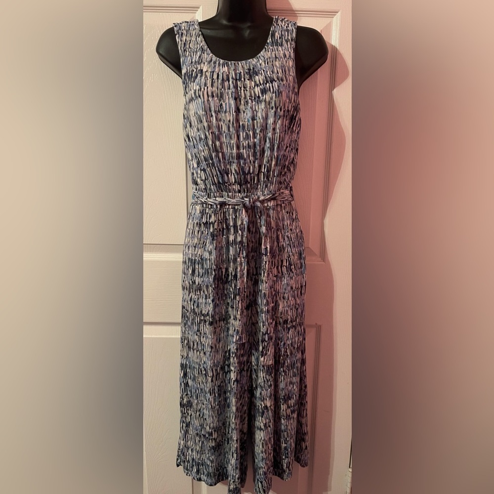 Nic + Zoe Blue/Green Wide Leg Jumpsuit Size Small